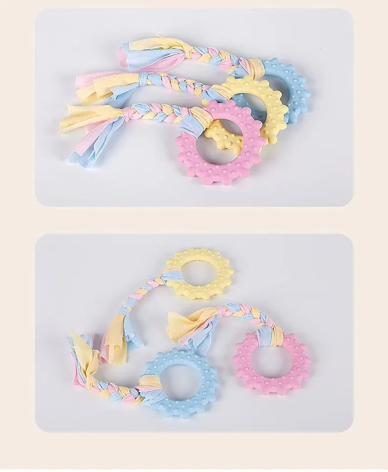 Dog Toys Bichon Frise Teddy Braided Rope Knot Indoor Training Interactive Play Grinding Teeth Cleaning Rubber Pets Toy Supplies