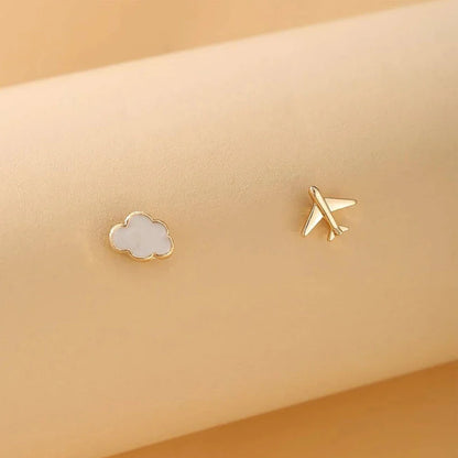 Fashion Cute Cloud Airplane Small Earrings | Creative Sweet Dripping White Earrings for Women