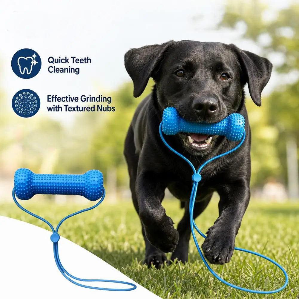Dog Chew Toy Interactive Tug Rope Toy Quiet Durable Plastic Chew Stick With Gum Massage Nubs For Small Medium Dogs