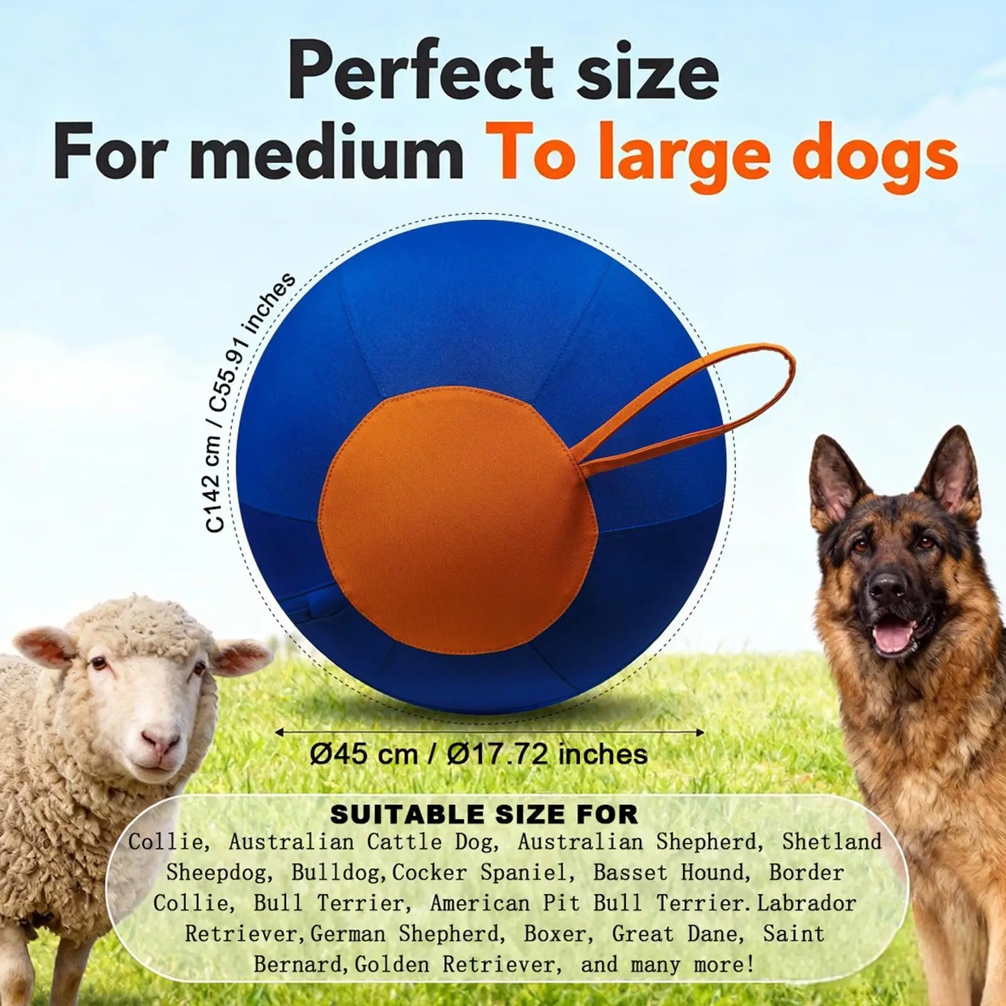 Large Dog Ball Interactive Moving Toys Pet Supplies Herding Ball for Dogs Breed for Puppy Small Medium Large Breed Keep Busy