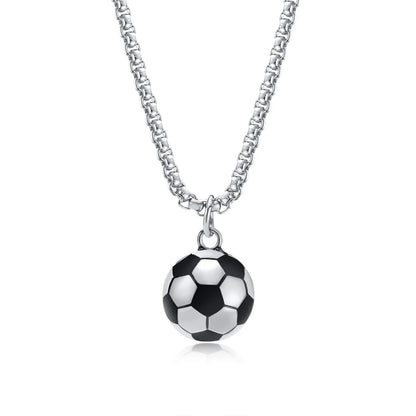 Lucky 3D Soccer Football Pendant Necklace for Men | Stainless Steel Sports Gift
