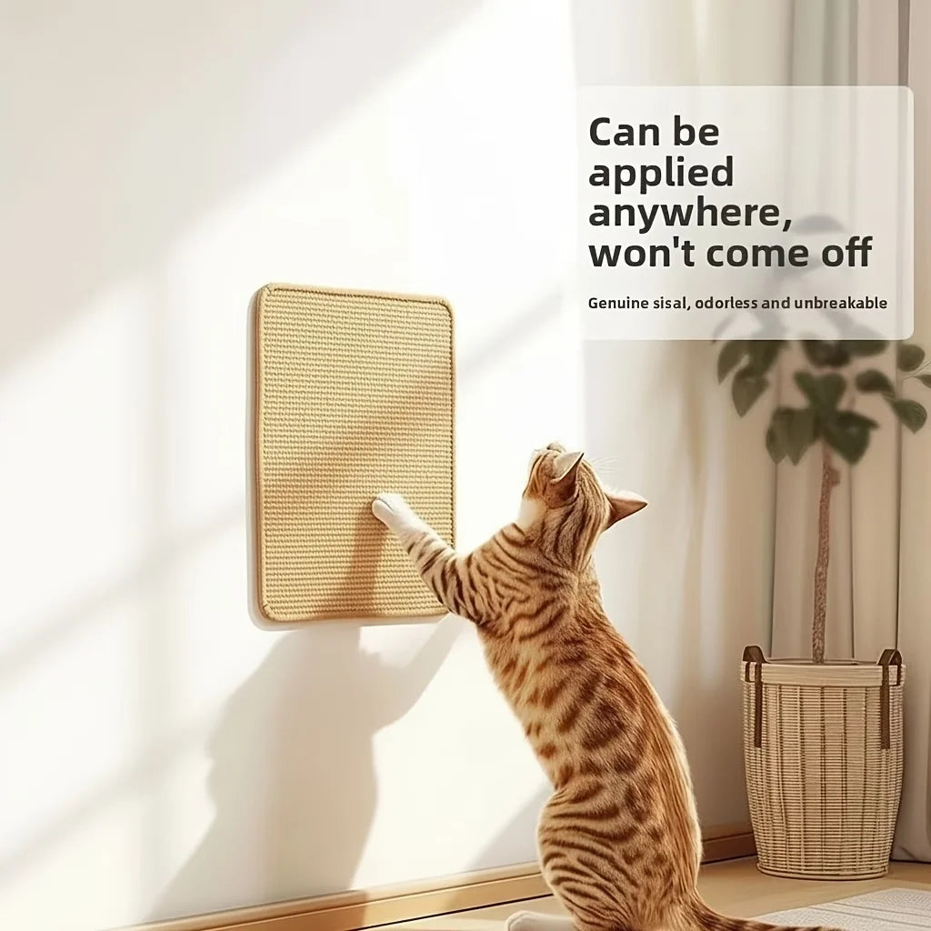 Sturdy Vertical Cat Scratching Pad Beige with Hanging Ball, Space-saving Indoor Anti-scratch Sofa Protector Pet Cat Mat