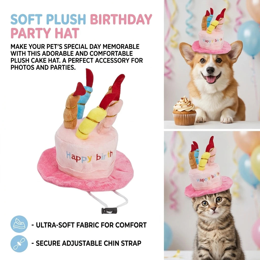 Pet Birthday Party Hat Toy Set For Cats and Dogs Elastic Comfortable Wear Bite Resistant Durable Photo Prop Gift
