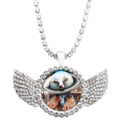25mm Angel Wing Necklace | Italian Brainrot Pendant Funny Animal Jewelry Gift