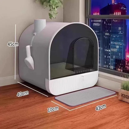 Fully enclosed drawer cat litter box | oversized odor-proof and splash-proof + pink high-value, a must for cat families