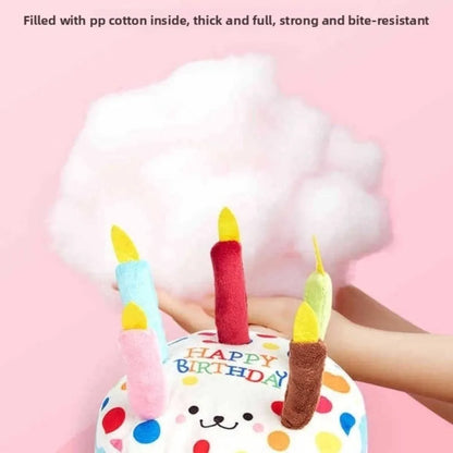 New Birthday Cake Dog Toys Interactive Bite Resistant Gnaw Toys Puppy Teething 16cm Stuffed Cake Doll Party Decor