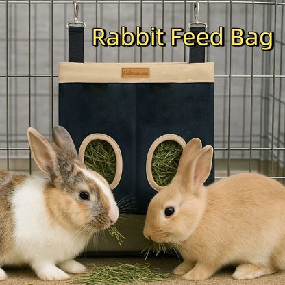 Practical Hanging Rabbit Feed Bag Canvas Eco-Friendly Hay Bag Chew Proof Hay Pouch For Rabbit Dutch Pig