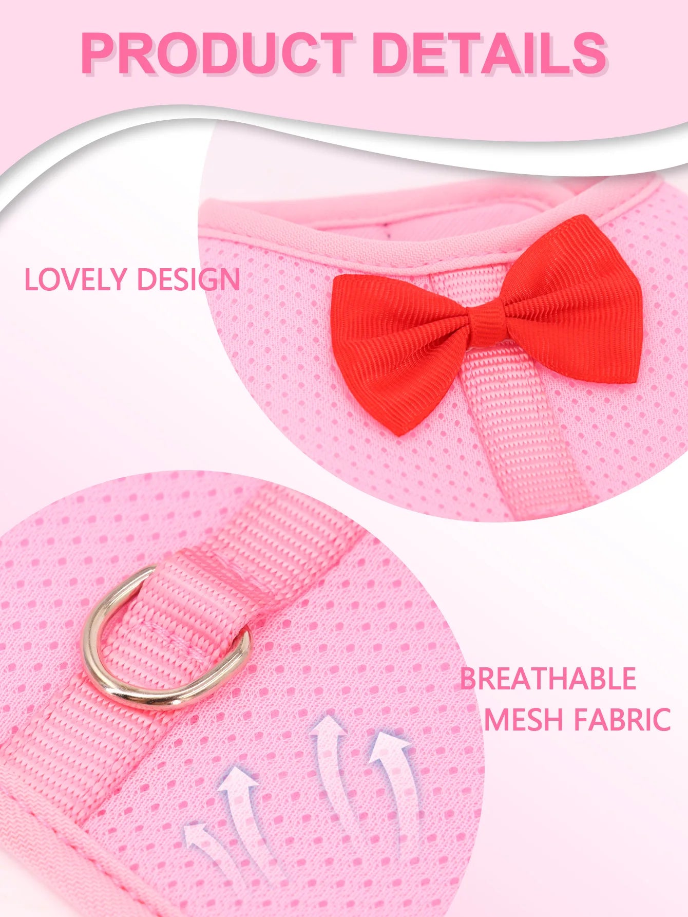 Rabbit Harness Soft Mesh Small Pet No Pull Comfort Padded Vest for Bunny Guinea Pigs Squirrels and Other Small Animal
