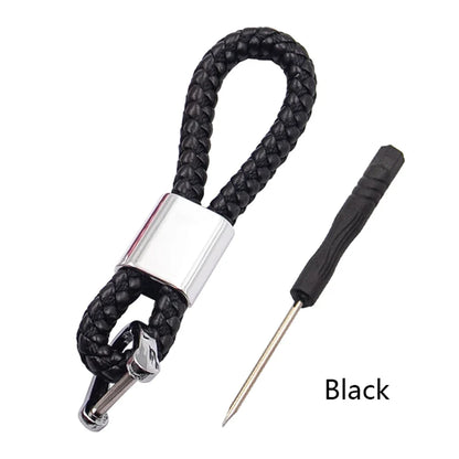 Handwoven Leather Car Keychain | Retro Horseshoe Buckle Key Ring