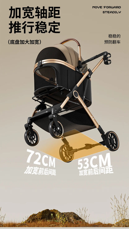 Pet 3-in-1 Portable Foldable Pet Strollers with Detachable Bag Small Medium Dogs Cats Up to 45 lbs Carts Basket Can Be Separated