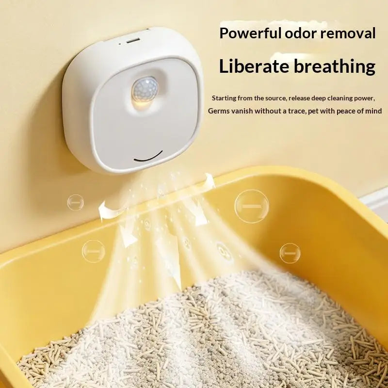 ㈅Pet Cat Litter BoxIntelligent Odor Purifier Air Purifier Regular  Deodorization Cat Toilet Odorinduction Supplies