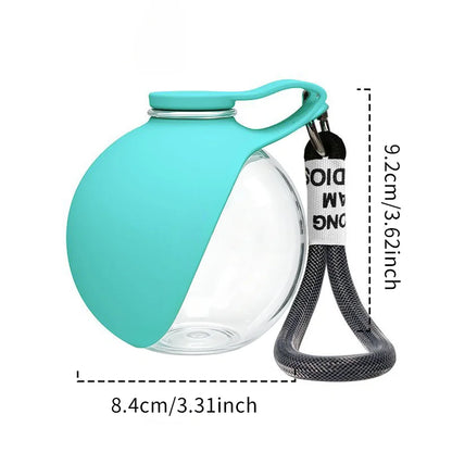 Plastic pet water bottle, outdoor preparation with pink and blue foldable bowls,