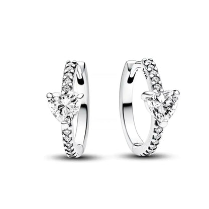 925 Sterling Silver Snowflake Heart Earrings | Fine Stud Earrings for Women