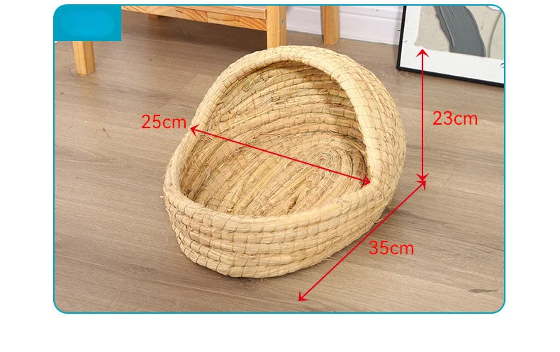 Straw Hand Woven Breathable Rabbit Grass Mat Four Season Hamster Guinea Pig Dutch Pig Foot Mat Rabbit Grass Nest Pet Supplies