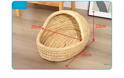 Straw Hand Woven Breathable Rabbit Grass Mat Four Season Hamster Guinea Pig Dutch Pig Foot Mat Rabbit Grass Nest Pet Supplies