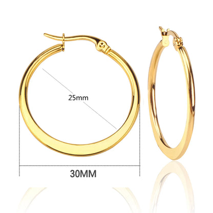 LUXUSTEEL Stainless Steel Hoop Earrings | Simple Geometric Shapes for Women