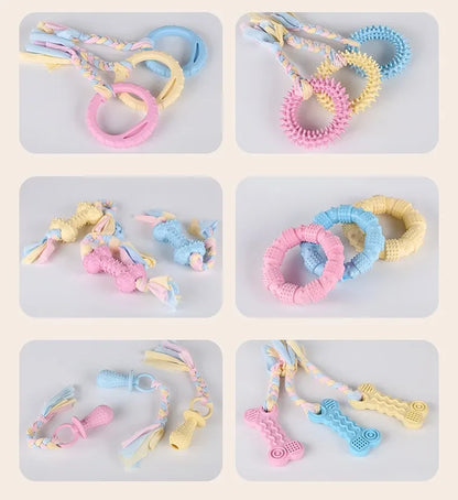 Dog Toys Bichon Frise Teddy Braided Rope Knot Indoor Training Interactive Play Grinding Teeth Cleaning Rubber Pets Toy Supplies