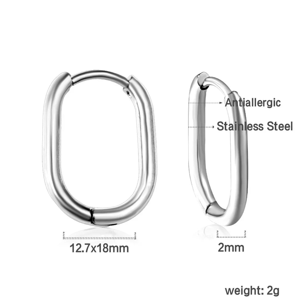 LUXUSTEEL U-Shaped and Geometric Hoop Earrings | Anti-Allergy Stainless Steel Earrings for Women and Men