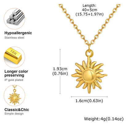 Greek Sun Necklace for Women | Stainless Steel Spiral Pendant Necklace
