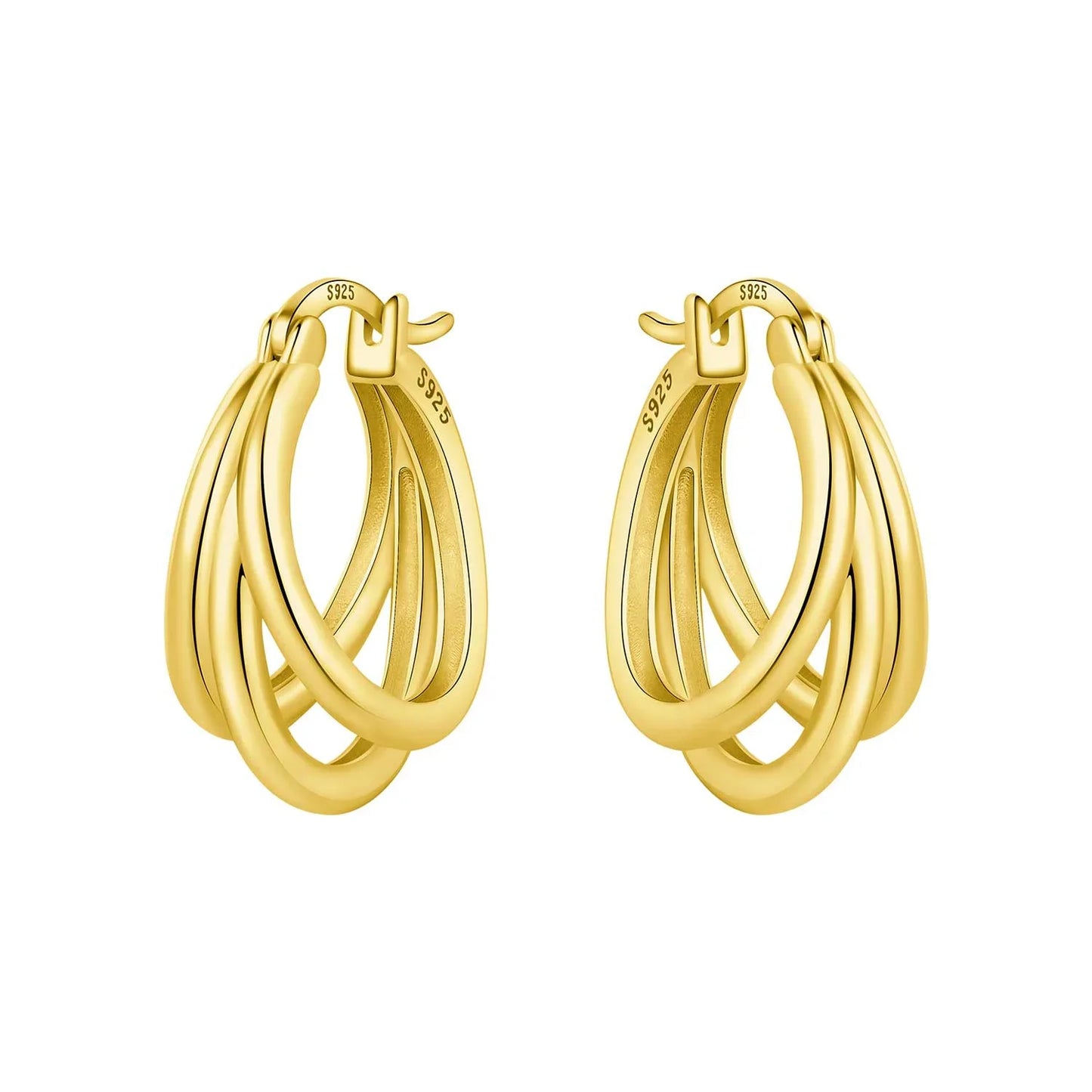 925 Sterling Silver Multi-Layer Hoop Earrings | Trendy Fine Jewelry Gift for Women