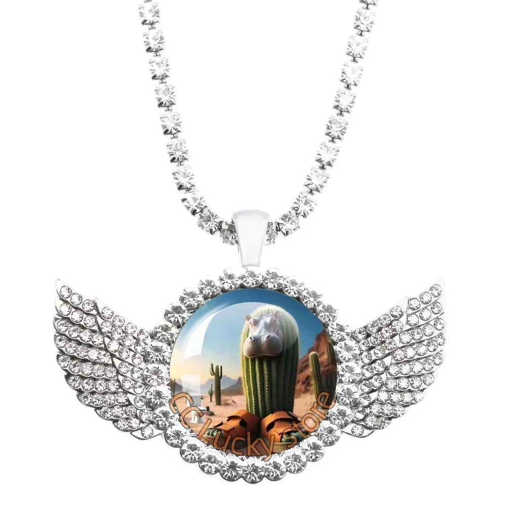 25mm Angel Wing Necklace | Italian Brainrot Pendant Funny Animal Jewelry Gift
