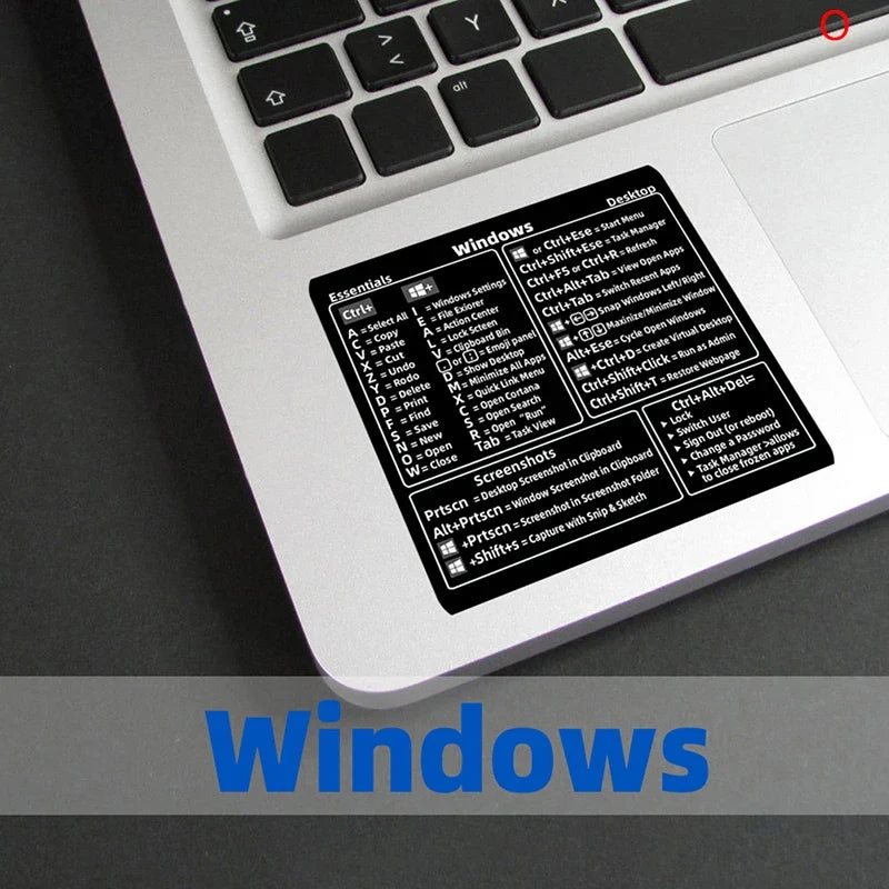 Windows PC Keyboard Shortcut Sticker | Quick Reference Decal for Laptop Desktop