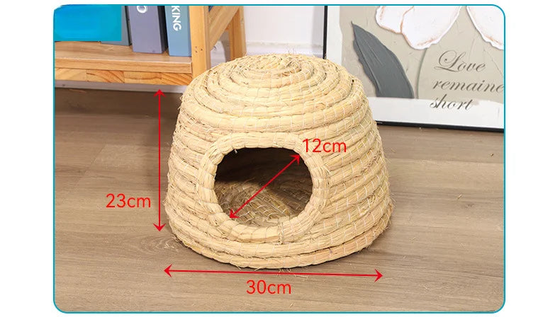 Straw Hand Woven Breathable Rabbit Grass Mat Four Season Hamster Guinea Pig Dutch Pig Foot Mat Rabbit Grass Nest Pet Supplies