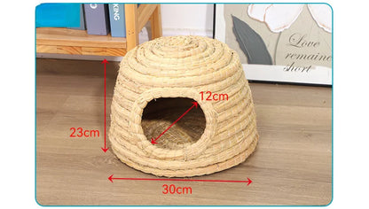 Straw Hand Woven Breathable Rabbit Grass Mat Four Season Hamster Guinea Pig Dutch Pig Foot Mat Rabbit Grass Nest Pet Supplies