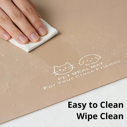 PU Leather Pet Feeding Mat Spill Proof Waterproof Oil Resistant Non Slip Bowl Holder Easy Clean Floor Protector for Dogs Cats