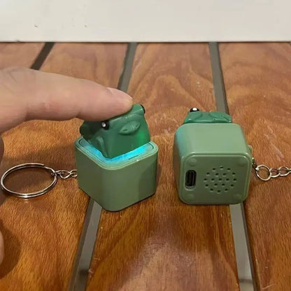 Funny Croaking Frog Duck Keychain | Rechargeable Fidget Clicker with LED Sound