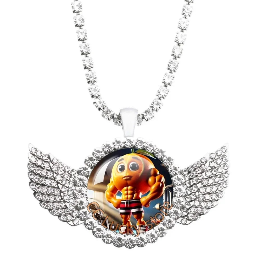 25mm Angel Wing Necklace | Italian Brainrot Pendant Funny Animal Jewelry Gift