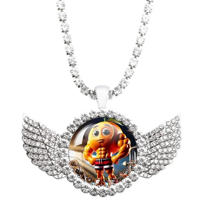 25mm Angel Wing Necklace | Italian Brainrot Pendant Funny Animal Jewelry Gift