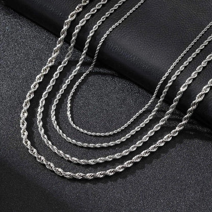 Vnox Twist Rope Chain Necklace for Men Women | Waterproof Stainless Steel Unisex Chain