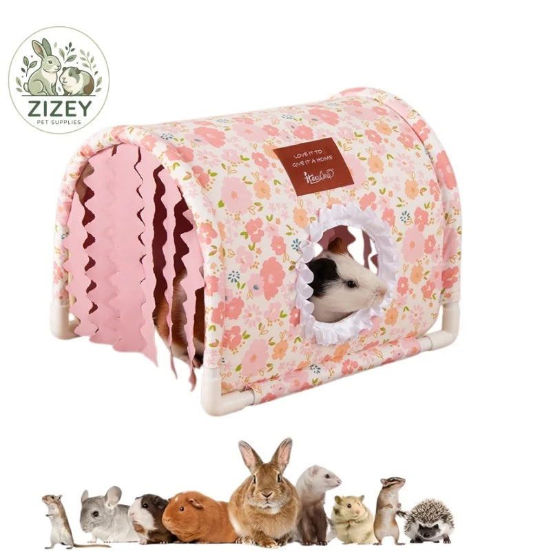 Small Animal Tunnel Hideout Cute Bed Cave Toy for Guinea Pig Rabbit Ferrets Hedgehog Rat Chinchilla Cage Accessory