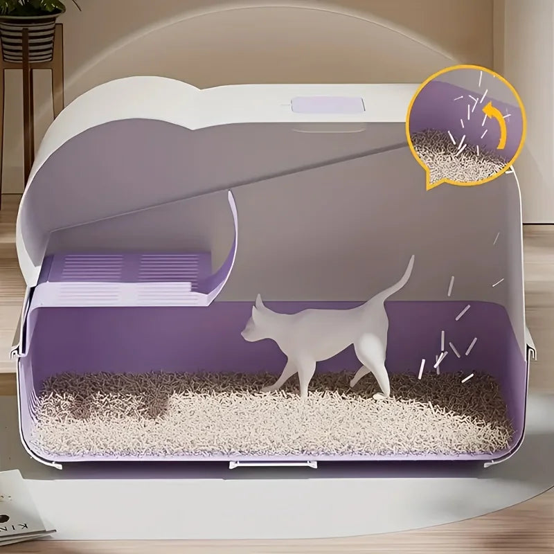 Cat Litter Box with Corridor & Drawer Design | Fully Enclosed Odor Control & Anti-Tracking Toilet | Easy-Clean Kitty Litter Pan