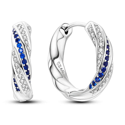 925 Sterling Silver Hoop Earrings with Zircon | Classic U-Shaped Women Jewelry