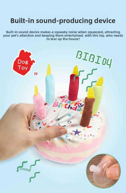 New Birthday Cake Dog Toys Interactive Bite Resistant Gnaw Toys Puppy Teething 16cm Stuffed Cake Doll Party Decor