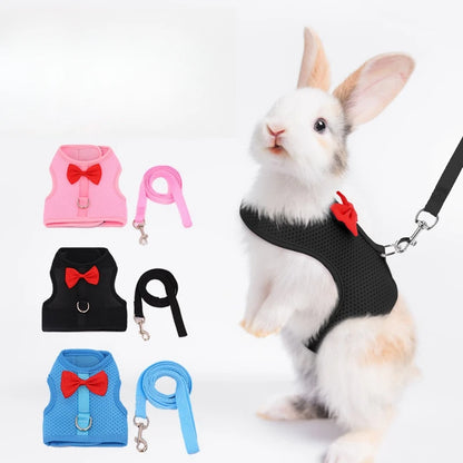 Rabbit Harness Soft Mesh Small Pet No Pull Comfort Padded Vest for Bunny Guinea Pigs Squirrels and Other Small Animal