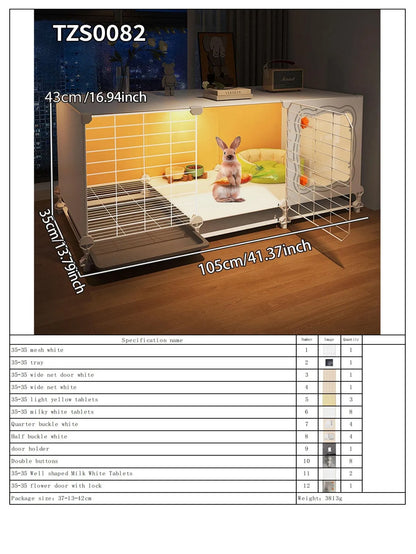 Rabbit Cage with Toilet for Home Use, Indoor Rabbit Villa, Guinea Pig Cage with Separate Living Area