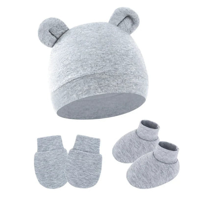 Cotton Newborn Hat Set | 3-Piece Baby Beanie Gloves and Socks for 0-6 Months