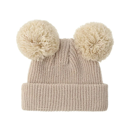 0-12M Solid Knitted Cute Pom Pom Cap | Newborn Baby Turban Hat