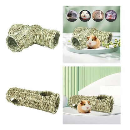 Hamster Grass Tunnel Interactive Toy Cage Chew Toys Rabbit Tunnel Tube Straw