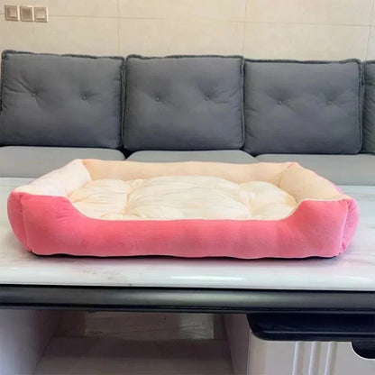Large Calming Pet House Donut Bed - Long Plush Deep Sleep Warm Cushion for Small Dogs, Puppy Chihuahua & Cat Mat