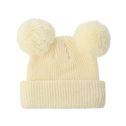 0-12M Solid Knitted Cute Pom Pom Cap | Newborn Baby Turban Hat
