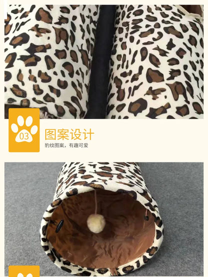 Perfect Cat Tunnel Leopard Print Crinkly 2 Ways Fun Pet Tunnel Kitten Play Toy Collapsible Rabbit Toys Cat Products
