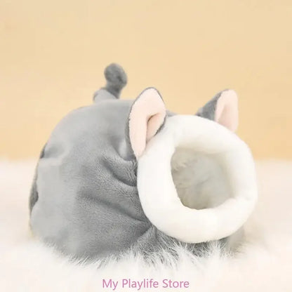 Cute Cartoon Rabbit Squirrel Mini Cage Guinea Pig Nest Small Animal Mice Rat Pet Sleeping Bed Hamster House Winter Warm Soft Mat