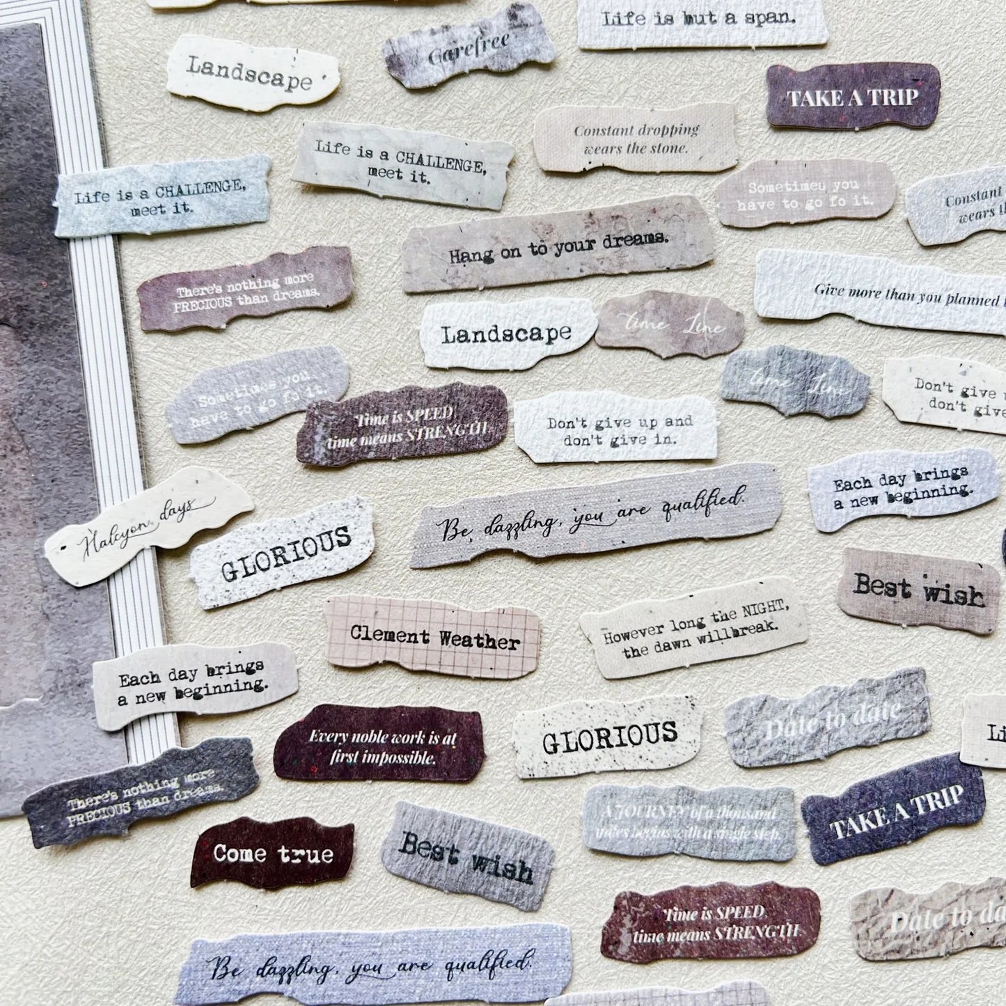 50 Pcs English Label Sticker Package | Junk Journal Scrapbook Embellishment Kit