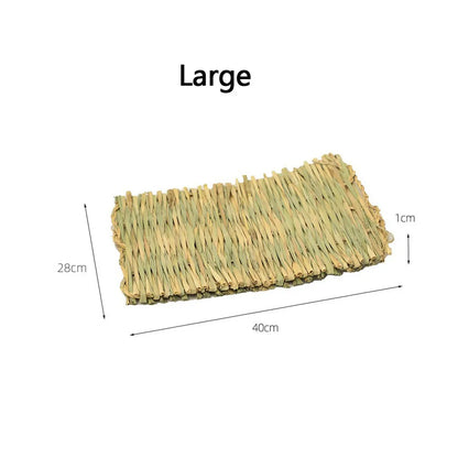 Rabbits Bunny Pet Chew Mat Small Animal Woven Hay Mat Natural Straw House Cage Accessories For Guinea Pig Chinchilla Hamster Rat