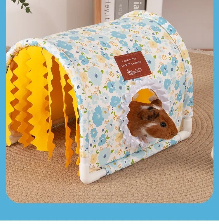 Small Animal Hideout Bed-Soft Pet House with Open Entrance,Safe Rounded Corners for Guinea Pigs/Hamsters/Rabbits-Decor Shelter