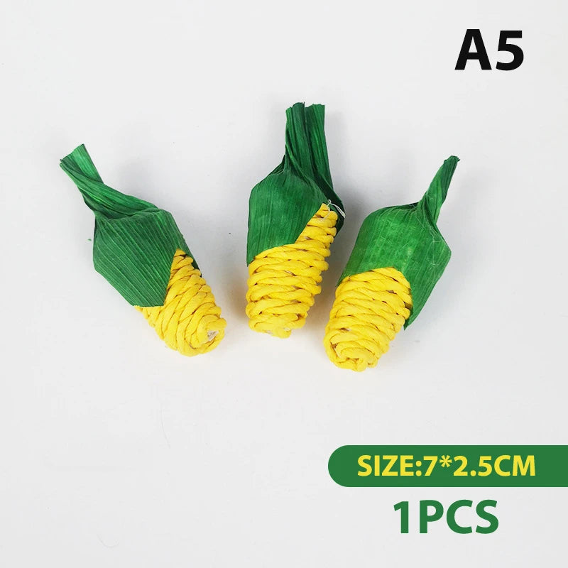 Hamster Rabbit Chew Toy Bite Grind Teeth Corn Carrot Woven Balls Tooth Cleaning